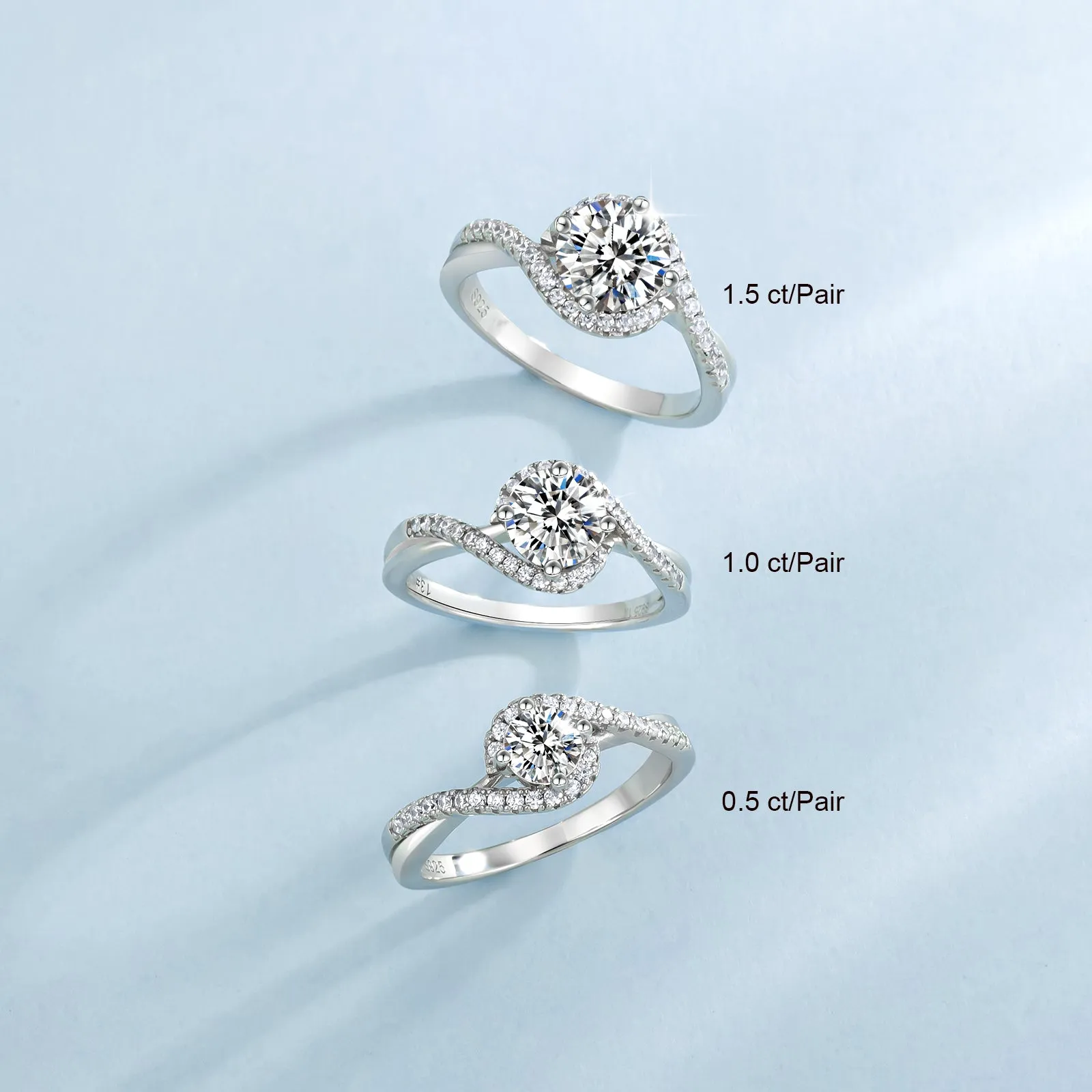 0.50/1.00/1.50/2.00ct Carats VVS1 Moissanite Rings for Women 0053