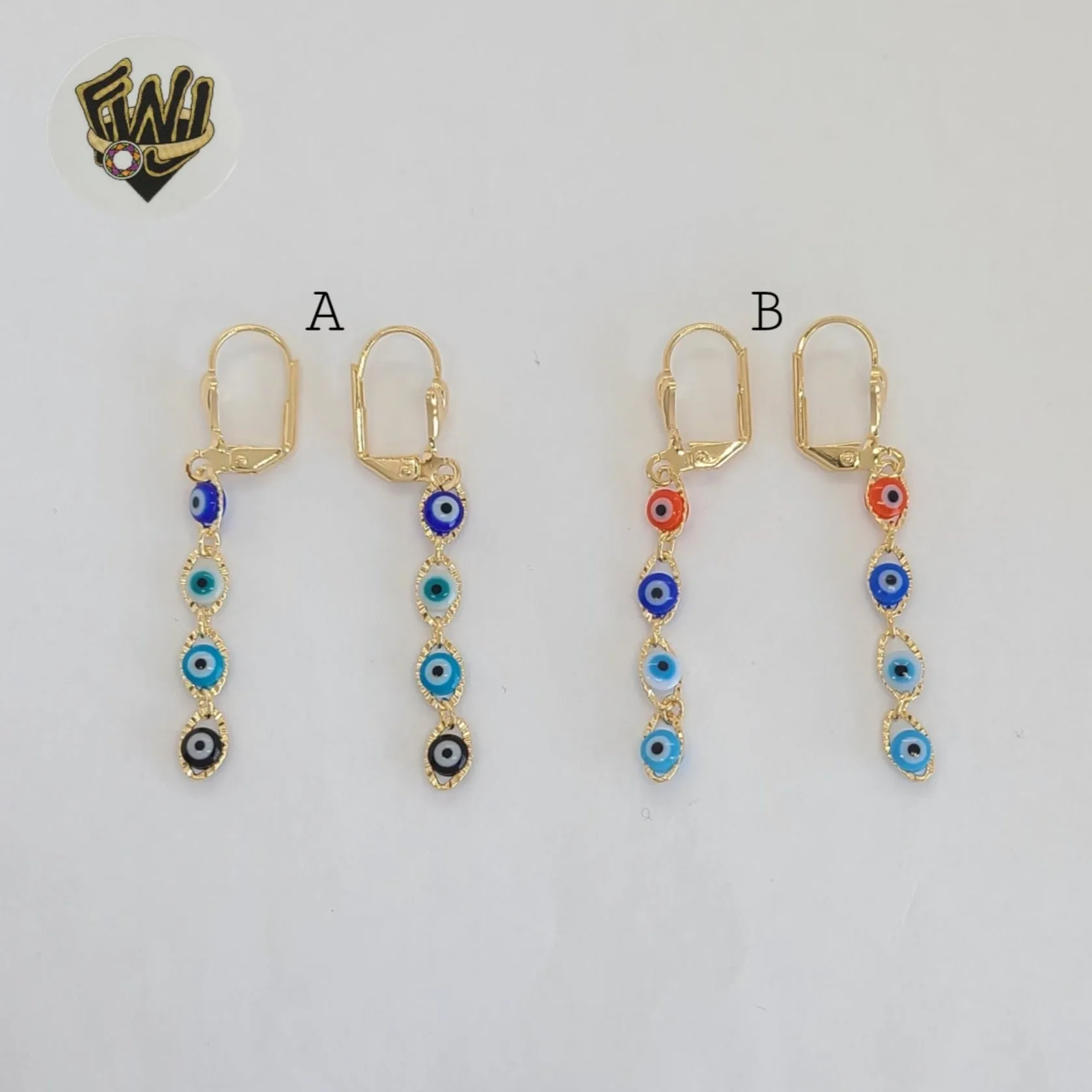 (1-1234-1) Gold Laminate - Eyes Dangle Earrings - BGF