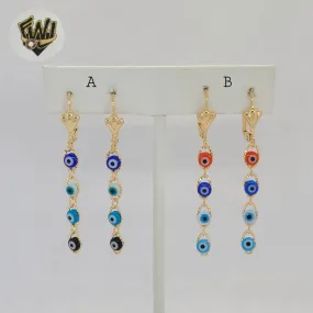 (1-1234-1) Gold Laminate - Eyes Dangle Earrings - BGF