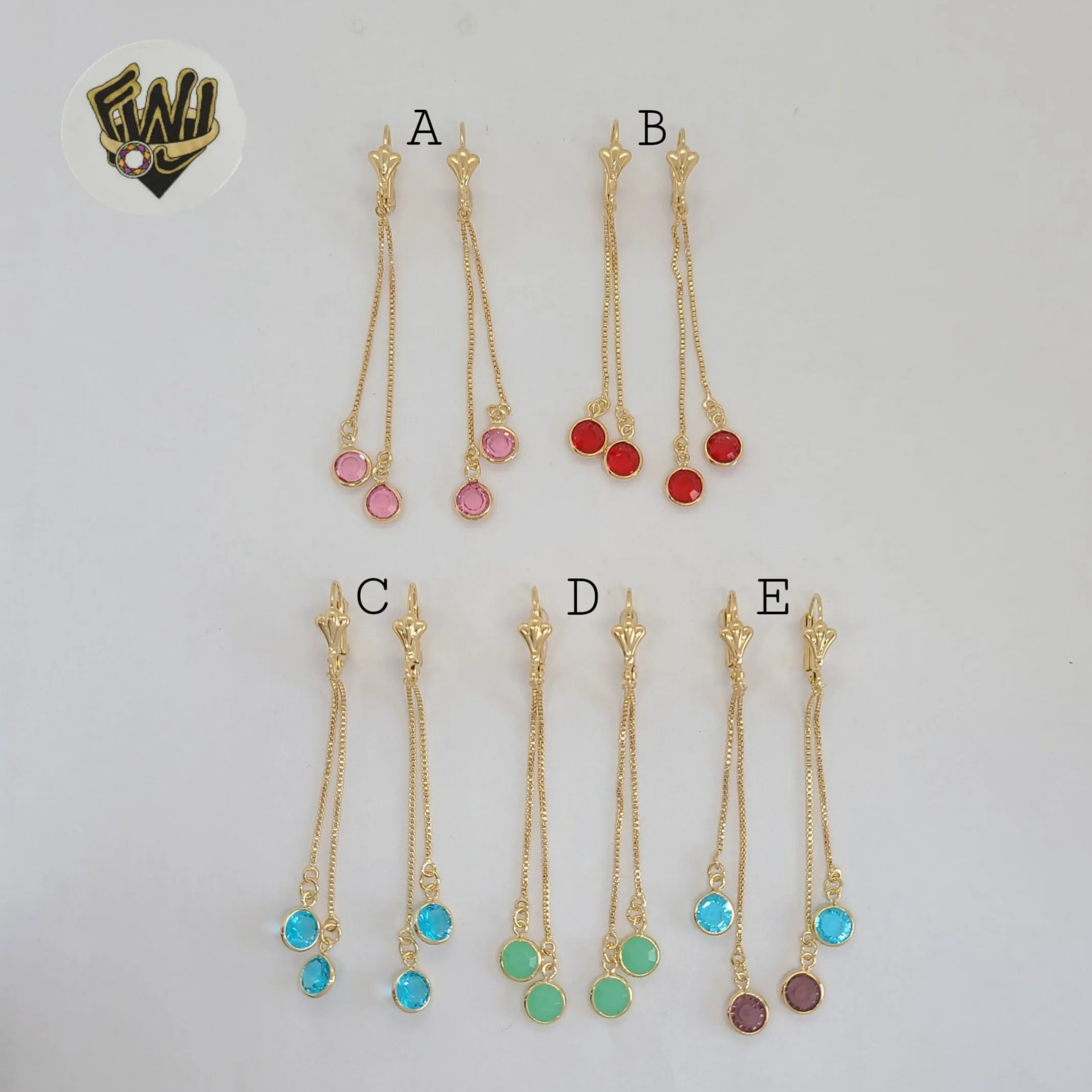 (1-1236-4) Gold Laminate - Long Multicolor Earrings - BGF