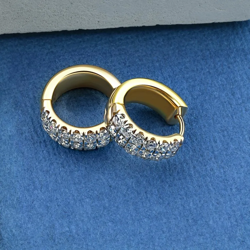 1 1/4Ct Diamond Hoops in Yellow Gold Lab Grown 14.55mm Tall