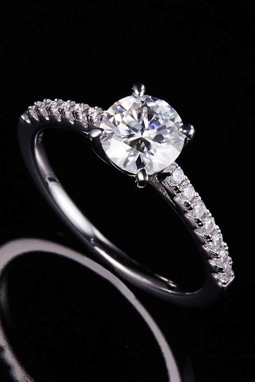 1 Carat Moissanite 925 Sterling Silver Side Stone Ring