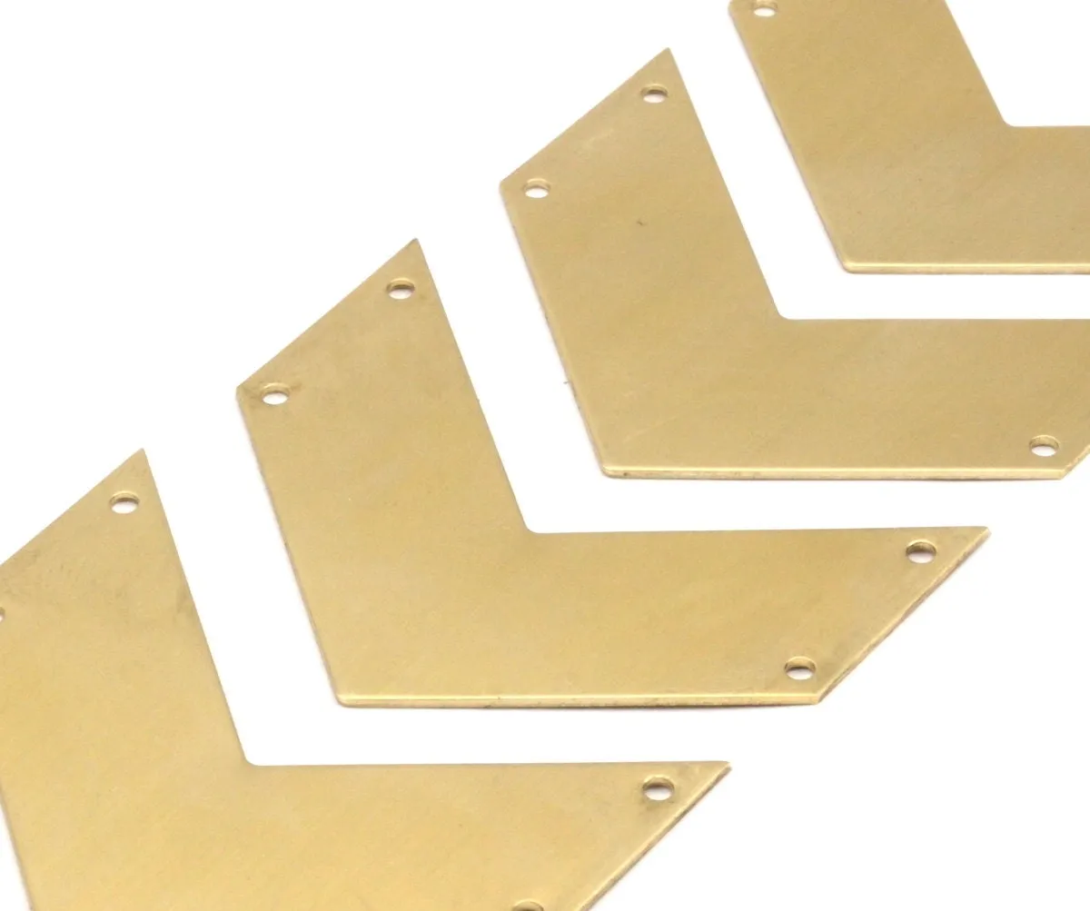 10 Raw Brass Chevrons 4 Holes (40x15x0.80mm) A0824--N0600