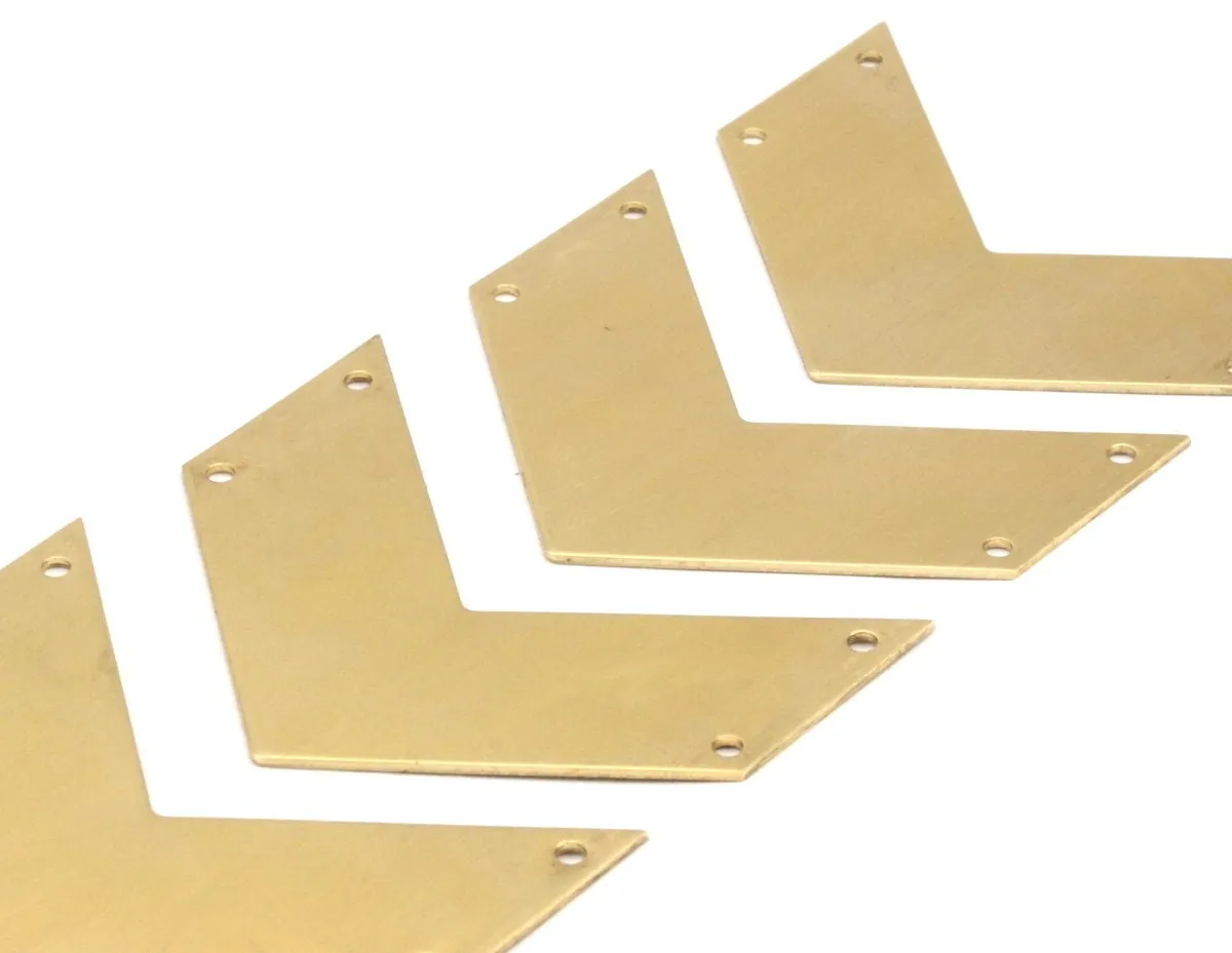 10 Raw Brass Chevrons 4 Holes (40x15x0.80mm) A0824--N0600