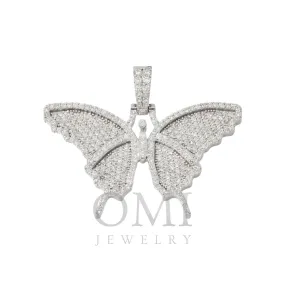 10K GOLD ROUND DIAMOND BUTTERFLY PENDANT 1.45 CT