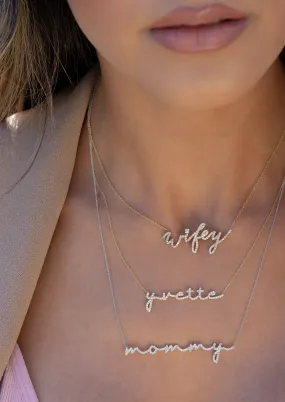 14K Gold Custom Diamond Cursive Name Necklace