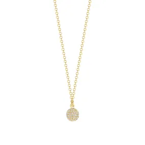 14k Gold Pavé Diamond Ball Necklace