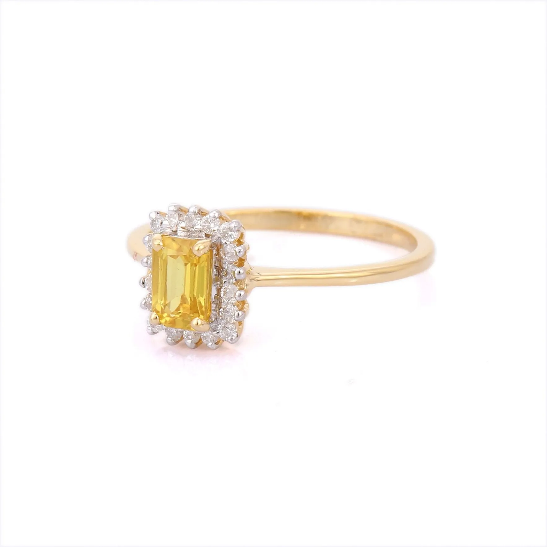 14K Gold Yellow Sapphire & Diamond Engagement Ring