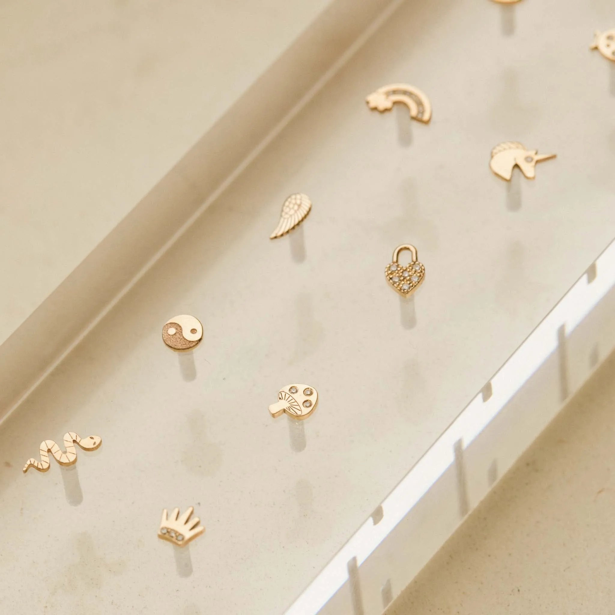 14k Itty Bitty Diamond Mushroom Stud