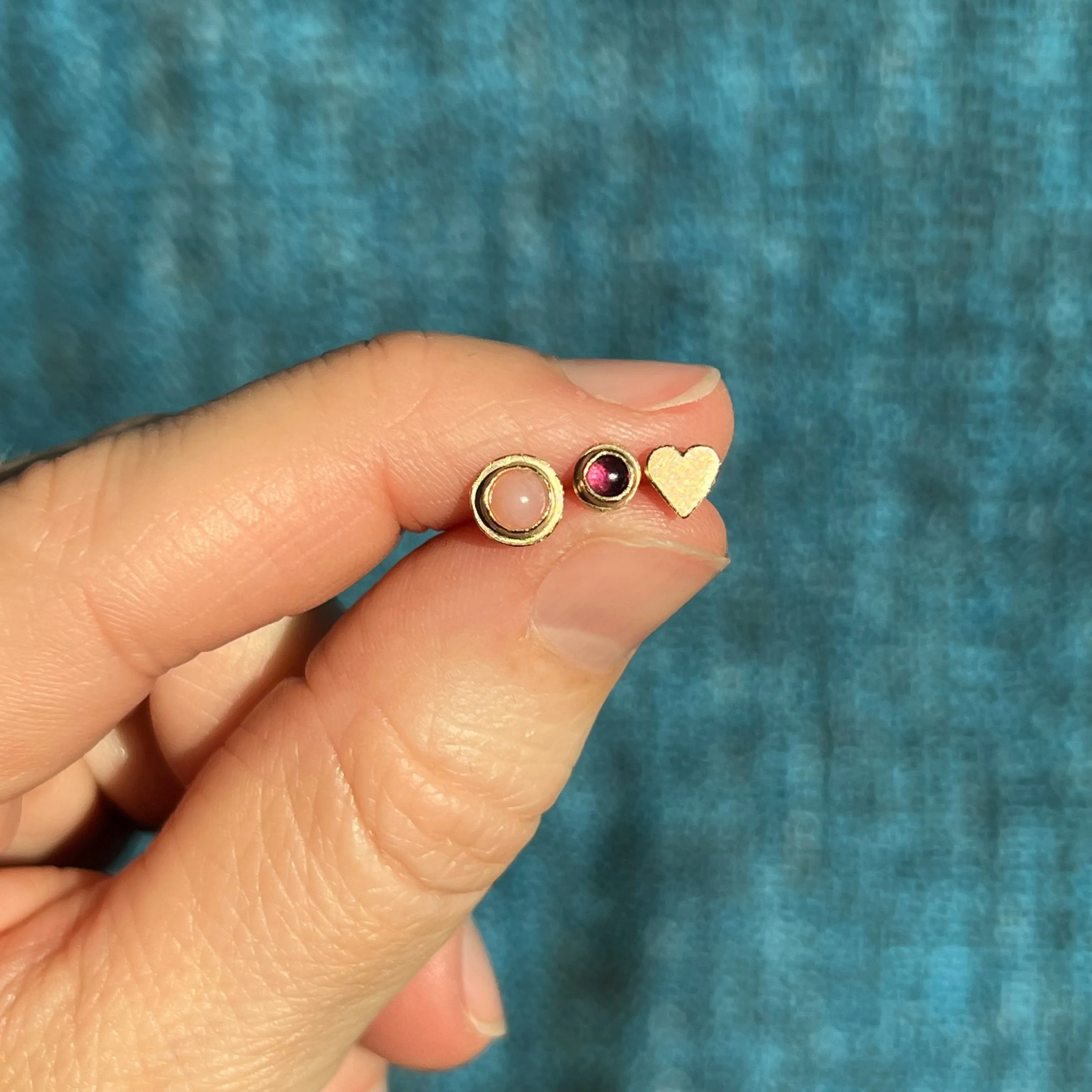 14k pink opal stud earrings