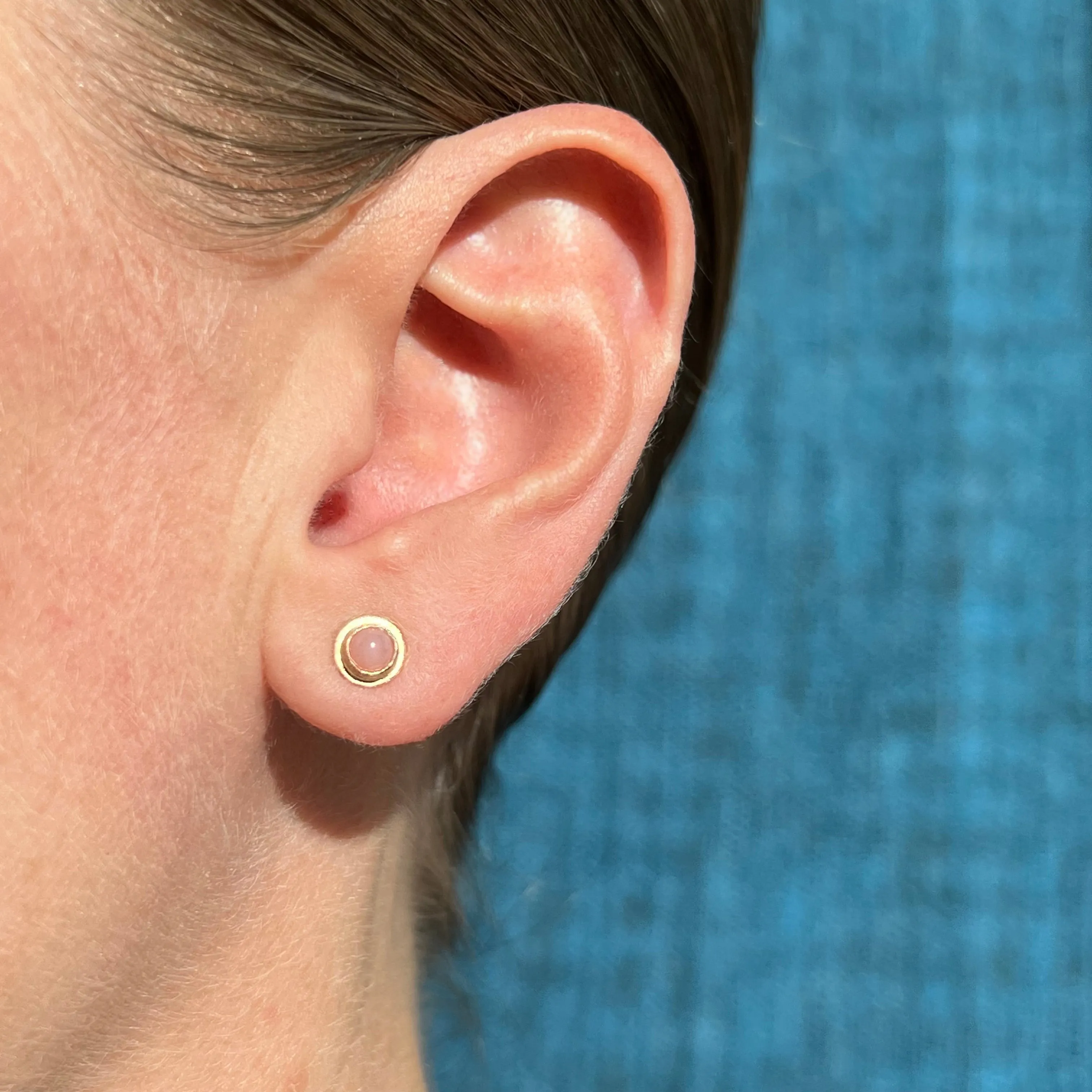 14k pink opal stud earrings