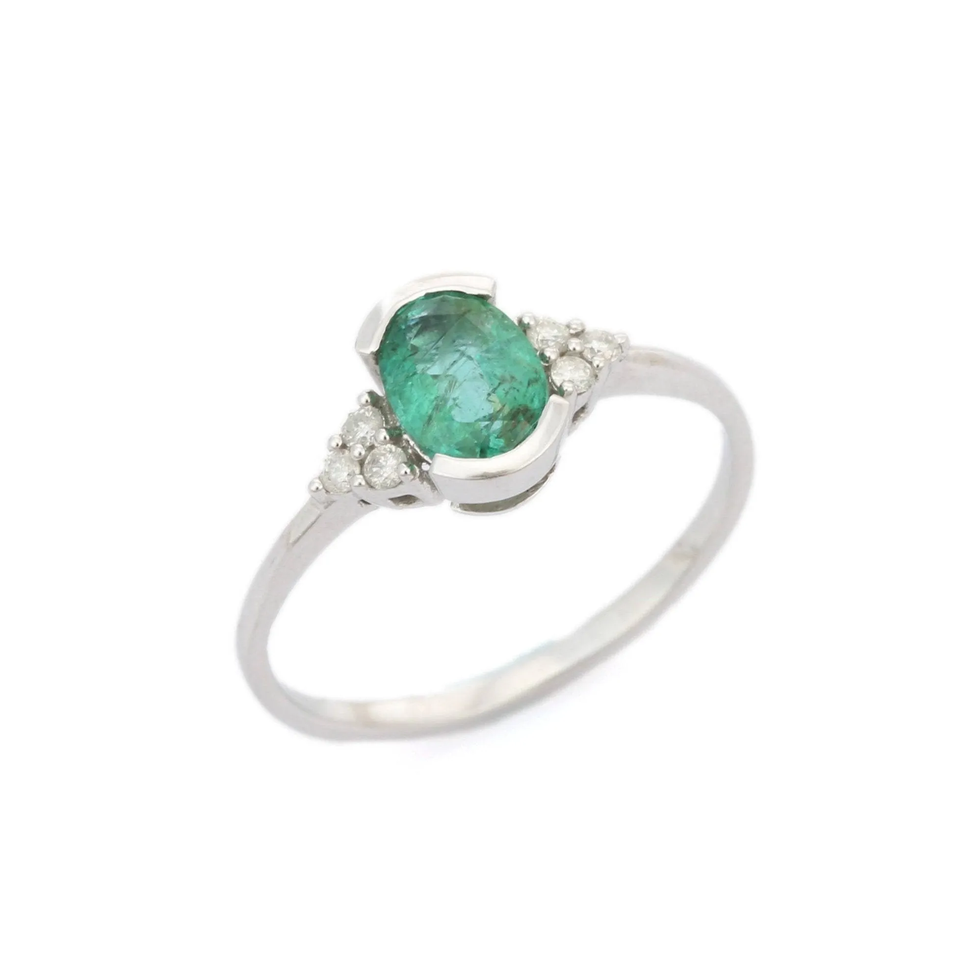 14K White Gold Emerald Ring