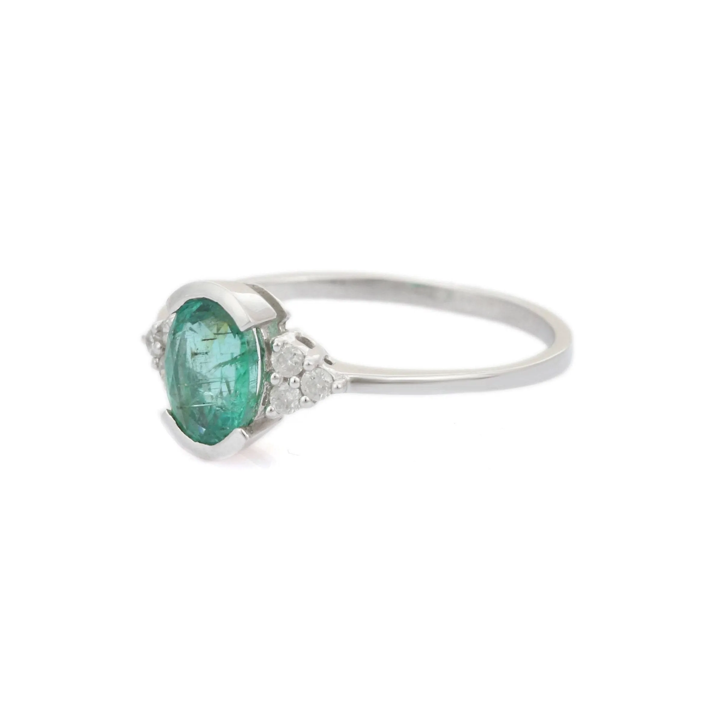 14K White Gold Emerald Ring