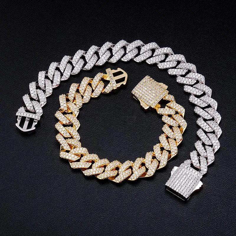 14mm Two-row Prong Cuban Link Bracelet