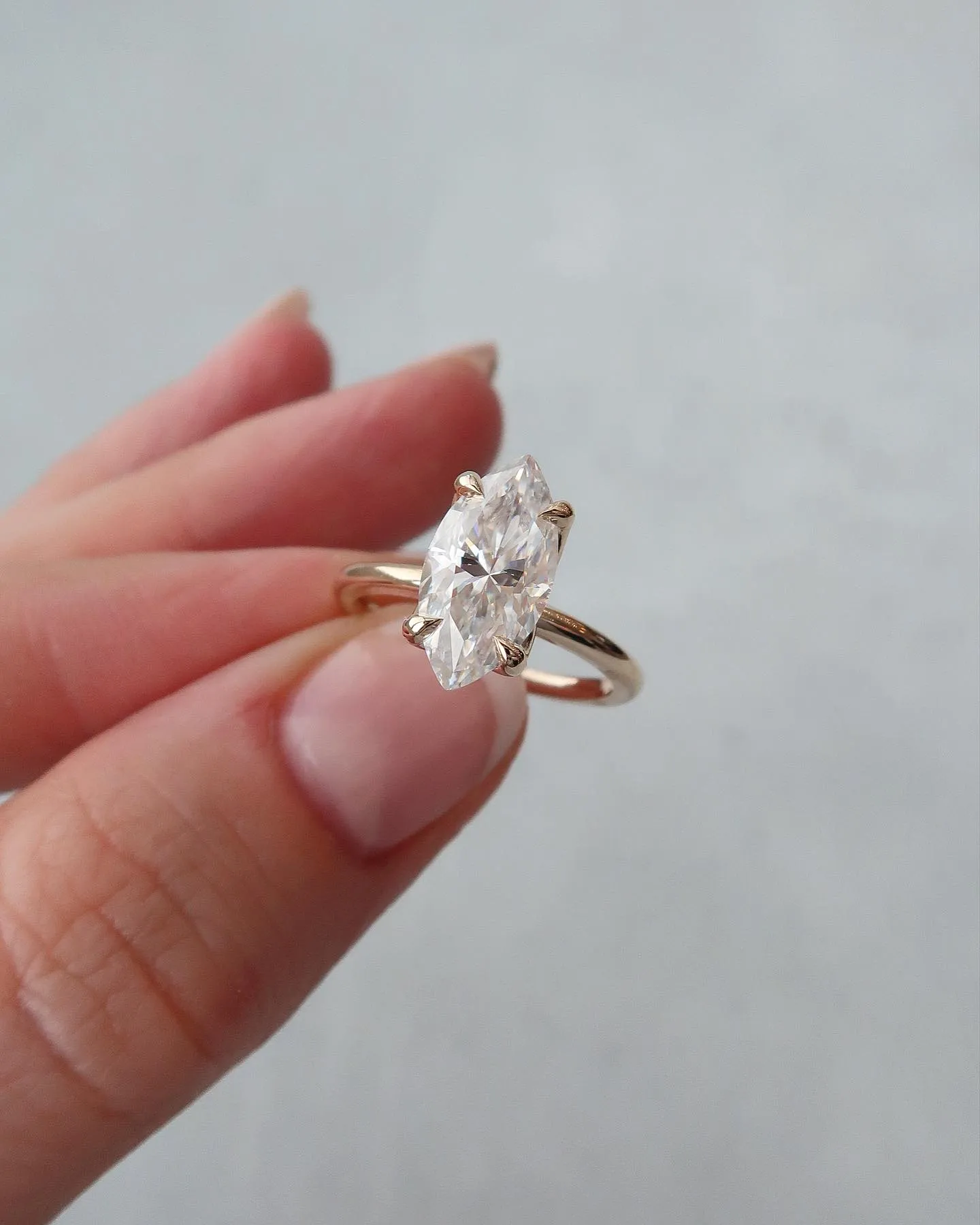 1.50ct Marquise Cut Moissanite Engagement Ring