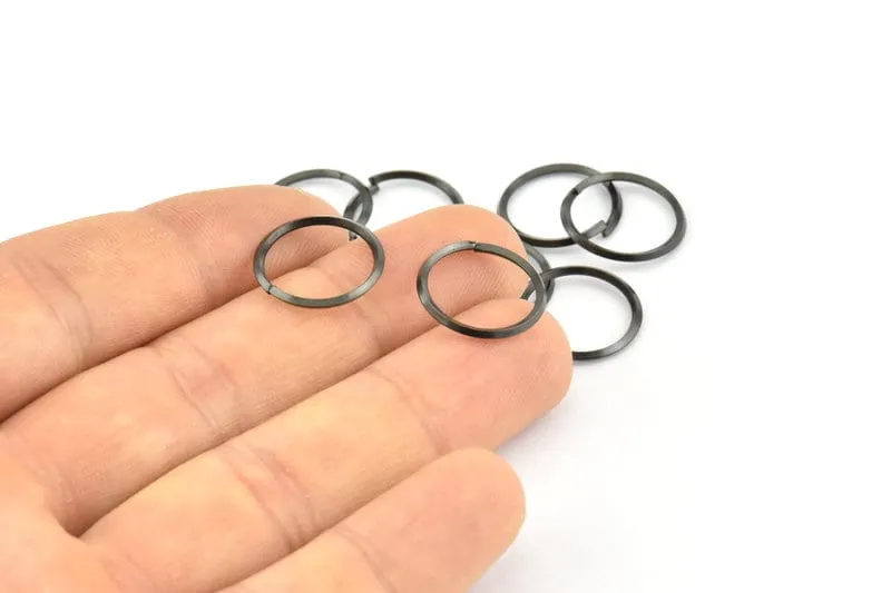 15mm Jump Ring, 24 Oxidized Black Brass Jump Rings (15x1.3mm) E061