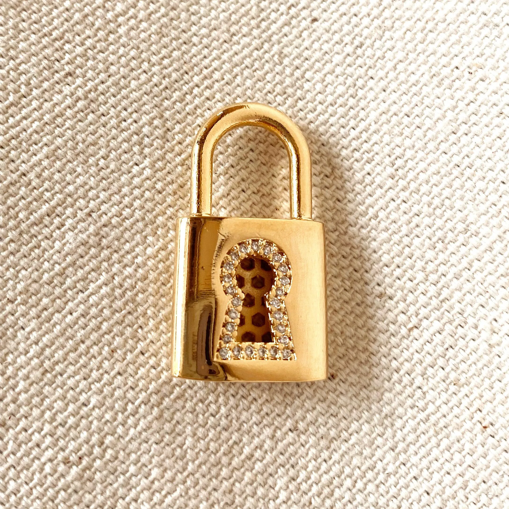 18k Gold Filled Fine Polished Love Lock Pendant