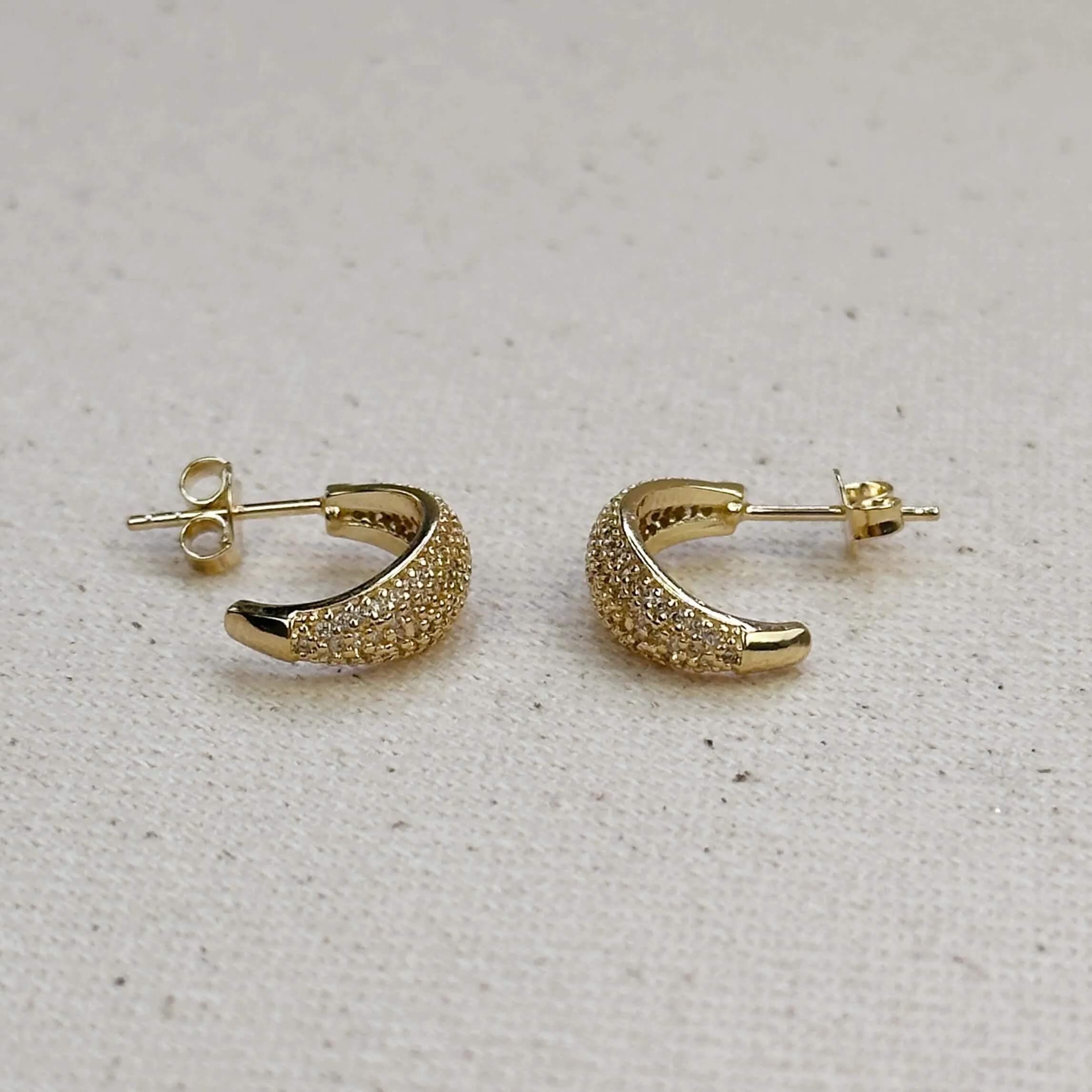 18k Gold Filled Micro CZ Curve Earrings