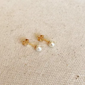 18k Gold Filled Simulated Pearl Stud