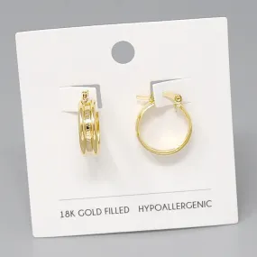 18K Gold Filled Textured Hoop Earrings