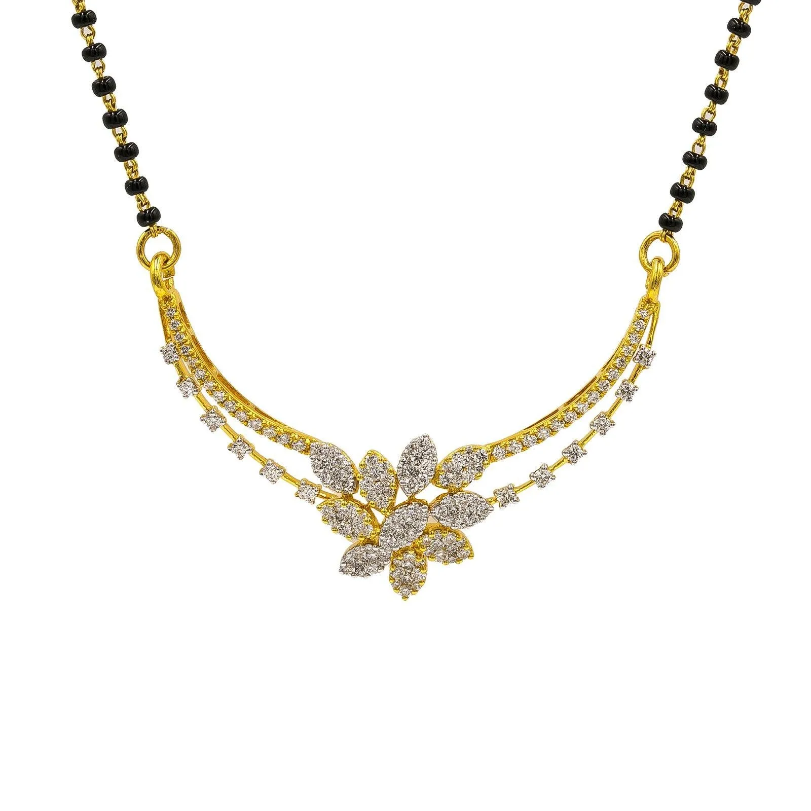 18K Yellow Gold Diamond Mangalsutra Necklace W/ 1.36ct VS-SI Diamonds