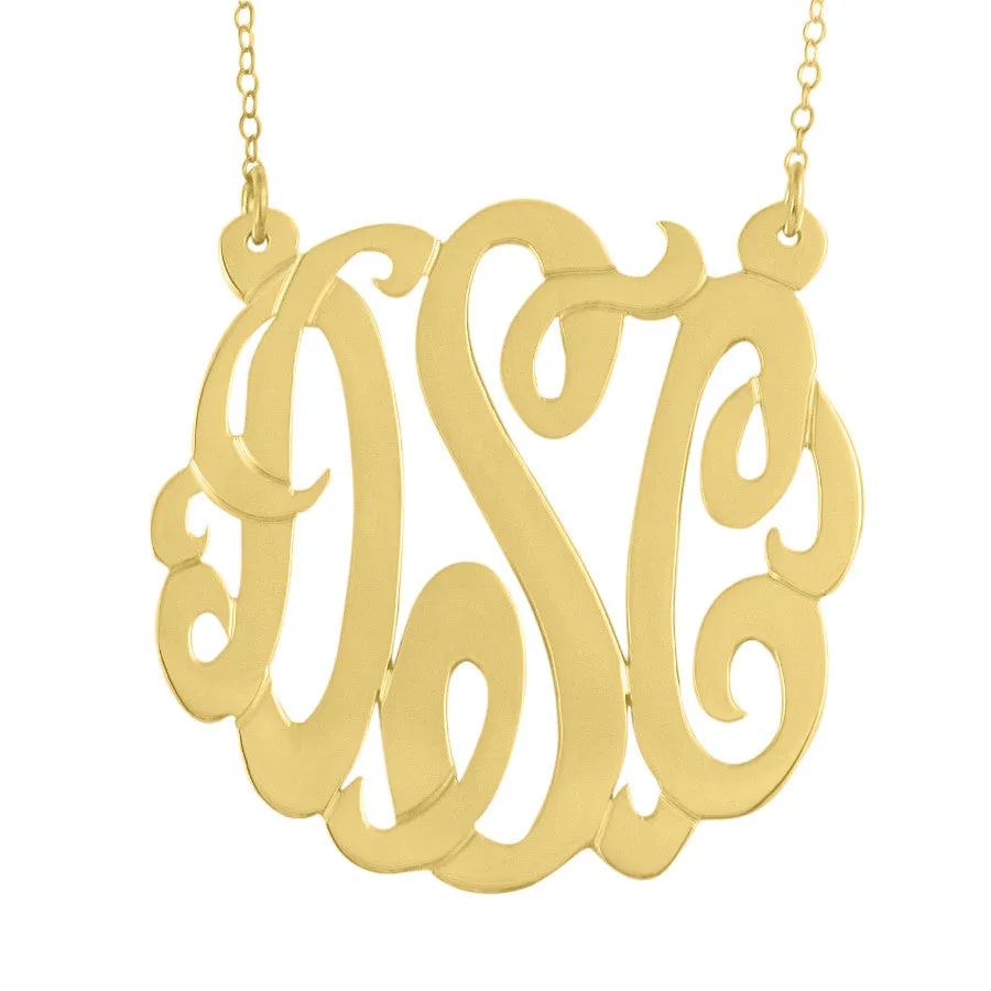 24K Gold Plated Monogram Necklace-Split Chain