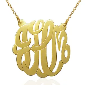 24K Gold Plated Monogram Necklace-Split Chain