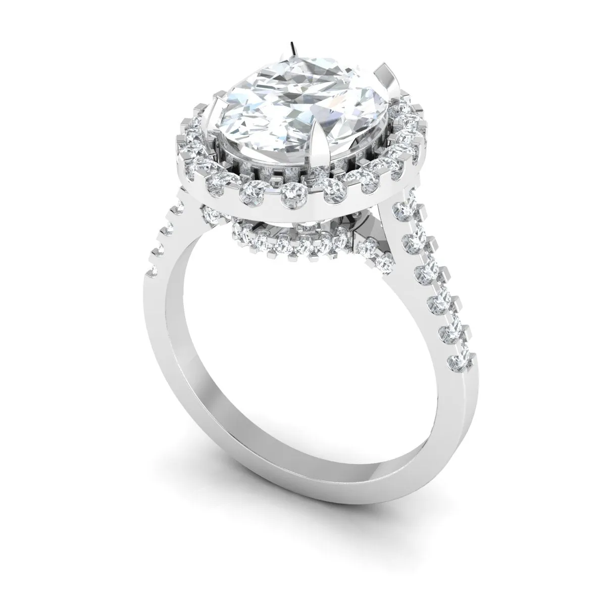 2.5ctw Oval Engagement Ring, Moissanite Hidden Halo Engagement Ring