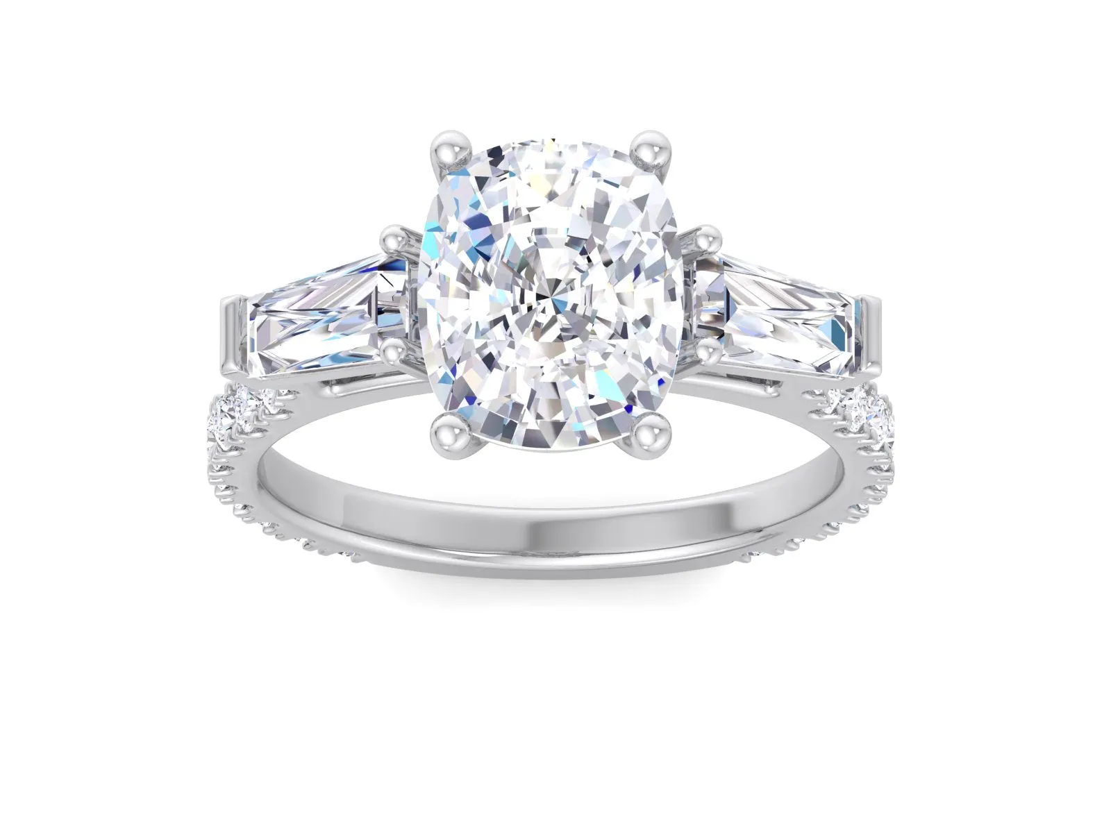 3.00 CT Cushion cut Three stone moissanite engagement ring