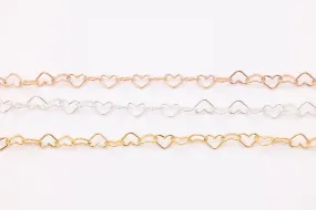 3.2mm Heart Chain, 925 Sterling Silver or 14K Gold-Filled, Heart Cable Chain Wholesale Jewelry Making