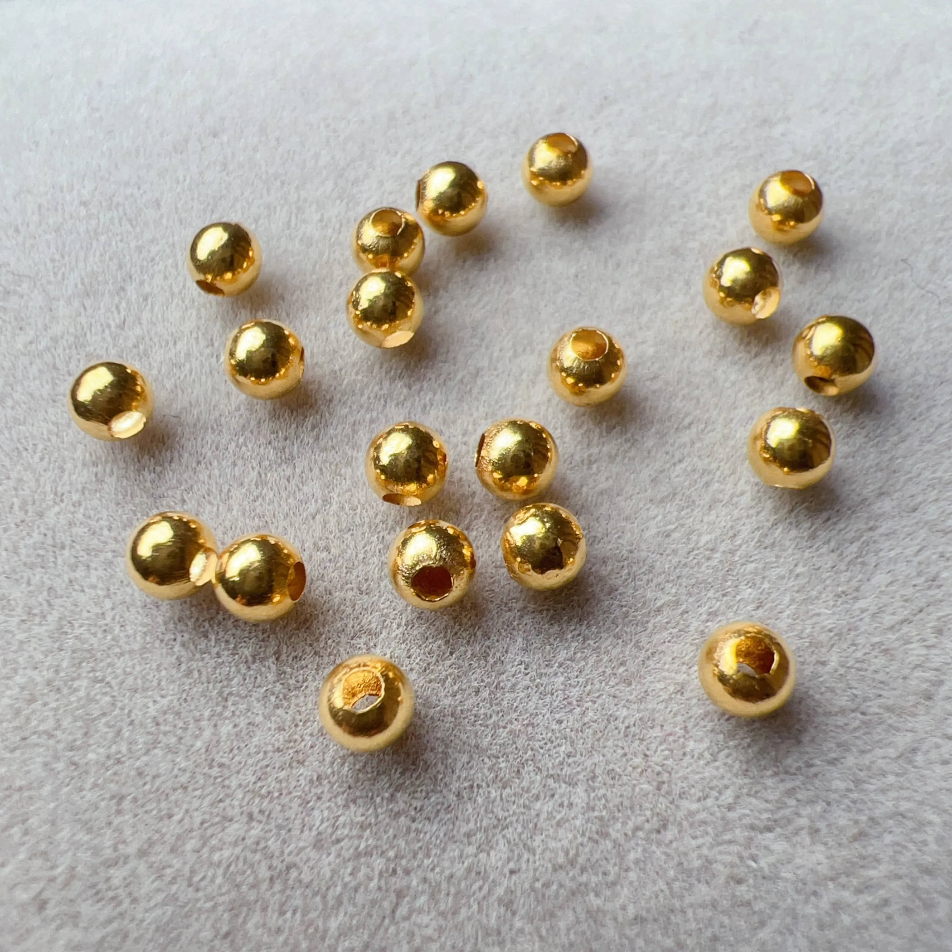 3mm 18K Yellow Gold Seamless Round Beads Charms for DIY Jewelry Projects