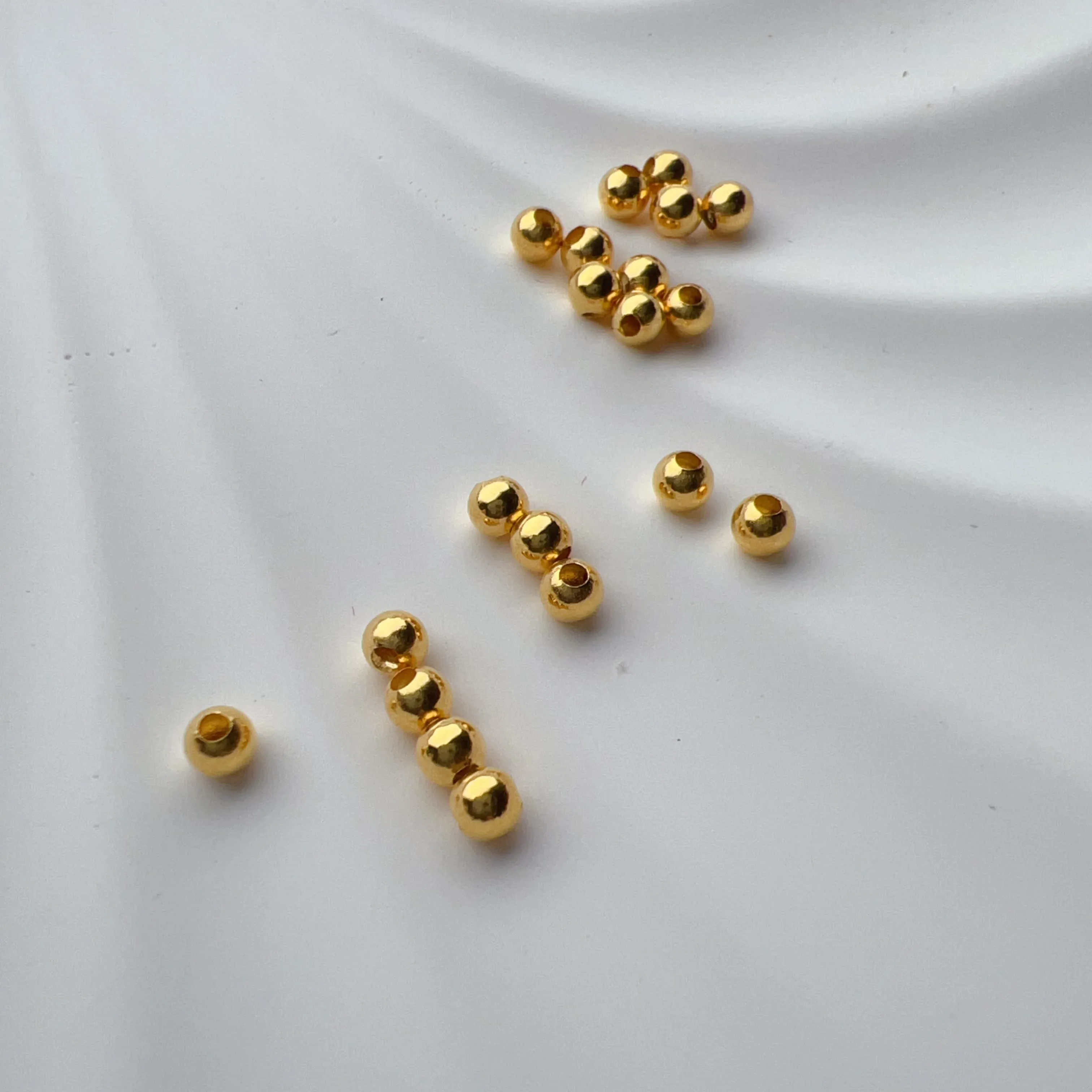 3mm 18K Yellow Gold Seamless Round Beads Charms for DIY Jewelry Projects