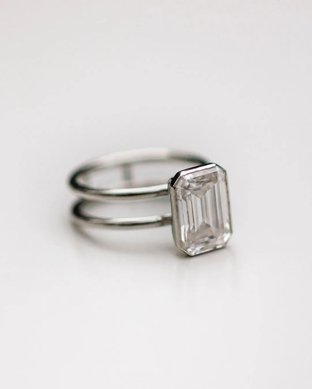 4.60 Ct Emerald Cut Moissanite Engagement Ring