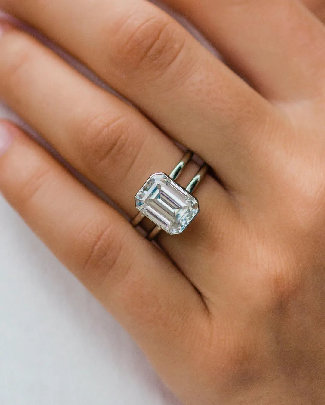 4.60 Ct Emerald Cut Moissanite Engagement Ring