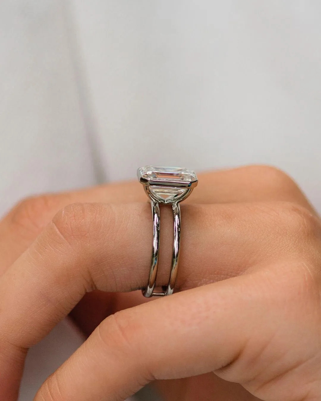 4.60 Ct Emerald Cut Moissanite Engagement Ring