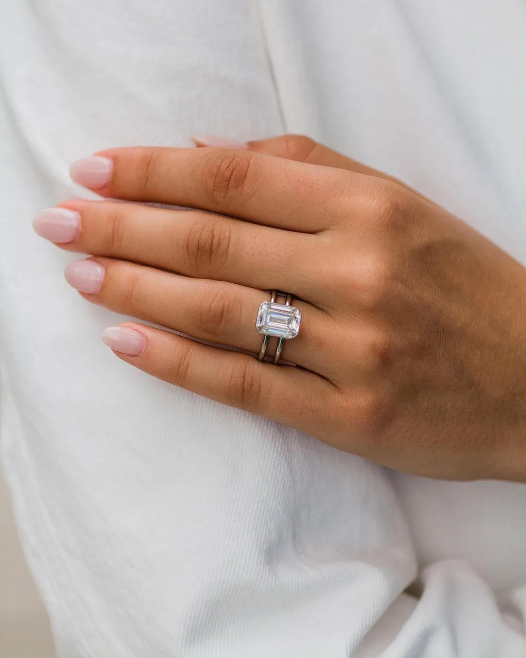 4.60 Ct Emerald Cut Moissanite Engagement Ring