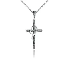 925 Sterling Silver Cubic Zirconia Cross Pendant Necklace