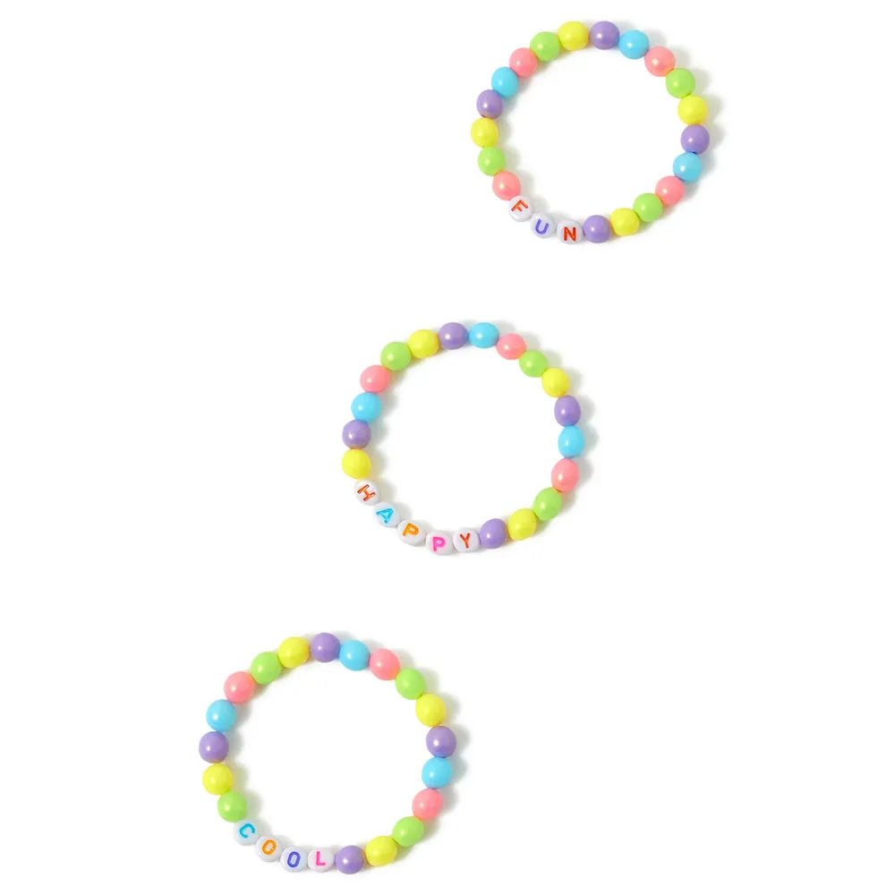 Accessorize London Girl's Multi Slogan Stretch Bracelet Pack Of 3