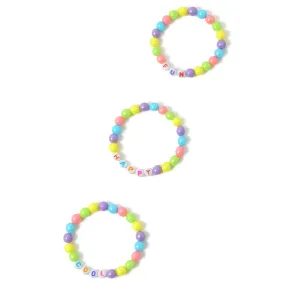 Accessorize London Girl's Multi Slogan Stretch Bracelet Pack Of 3