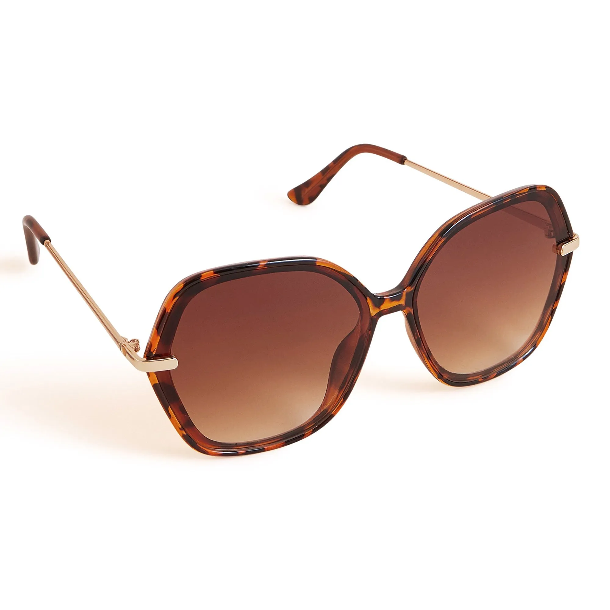 Accessorize London Women's Brown Soft Hexagon Sunglasses