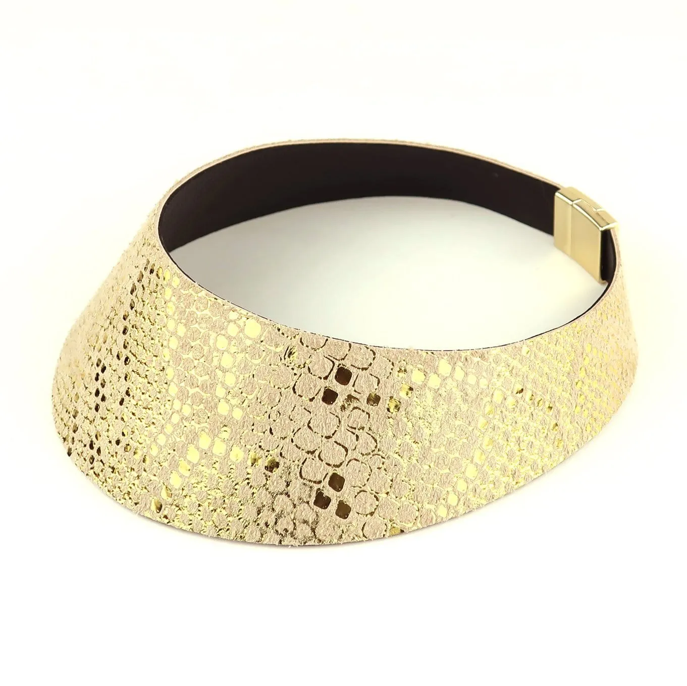 African queen gold zebra print wide leather choker