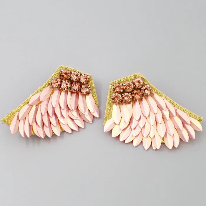 Angel Wings Sequin Stud Earrings