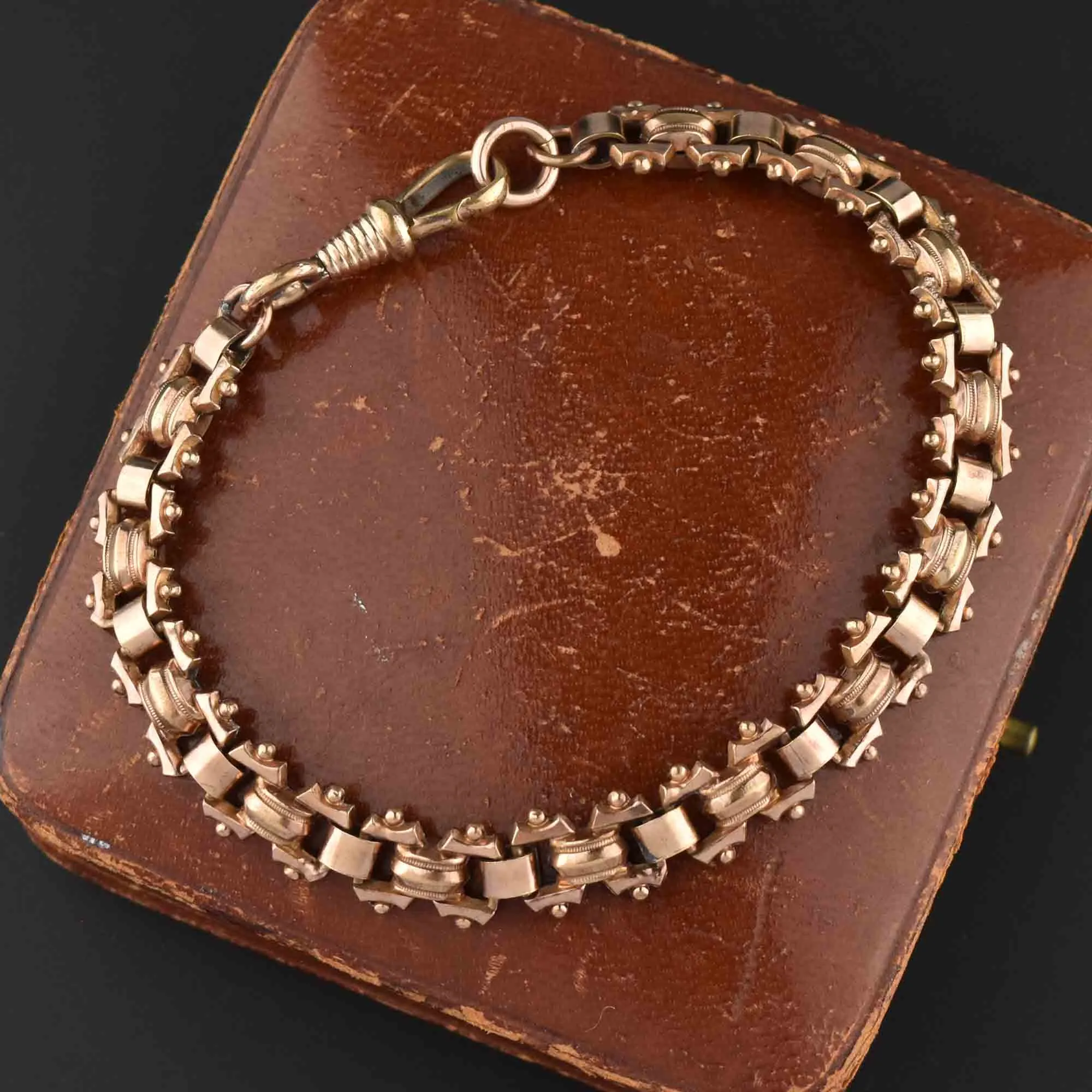 Antique Edwardian Rosy Rolled Gold Watch Chain Bracelet