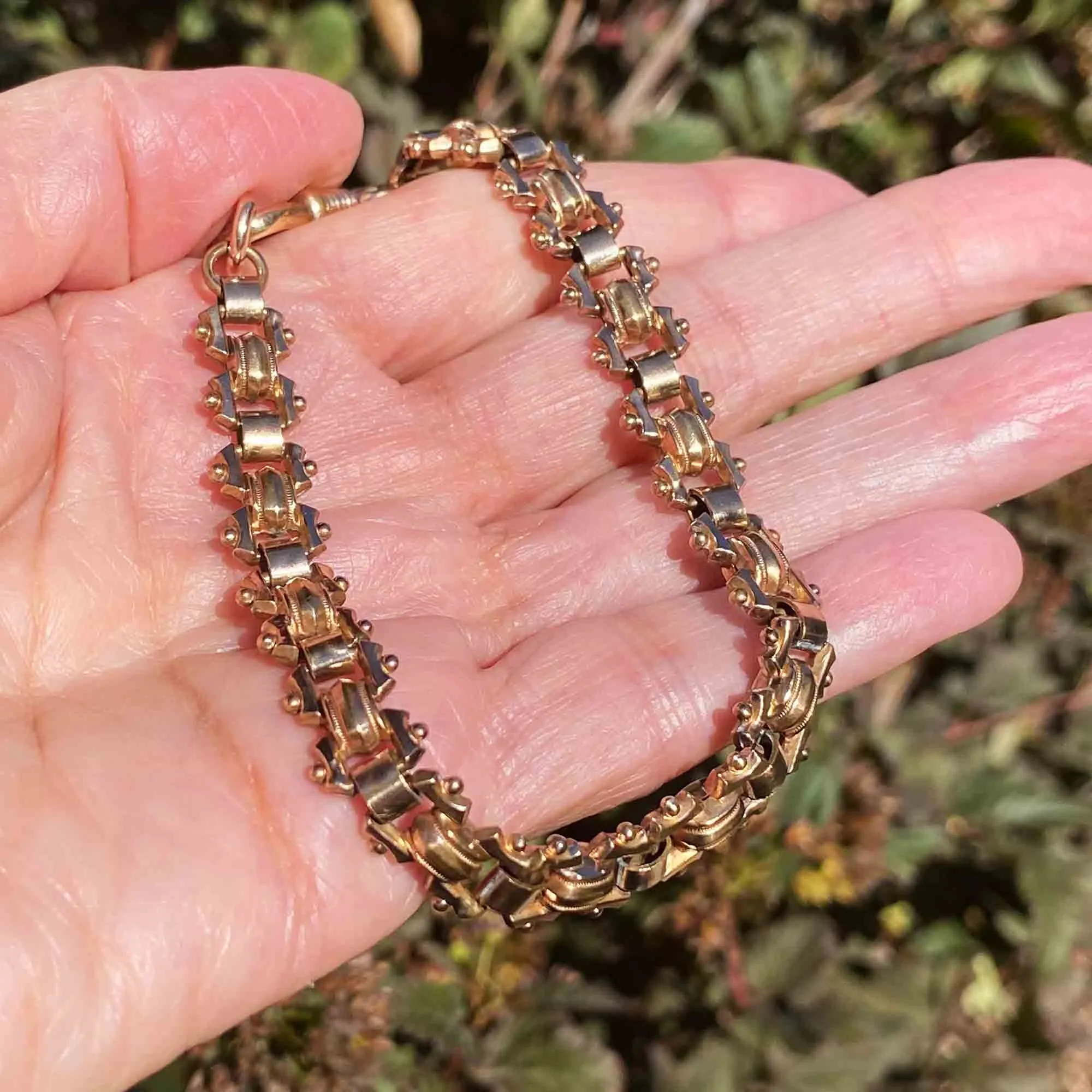 Antique Edwardian Rosy Rolled Gold Watch Chain Bracelet