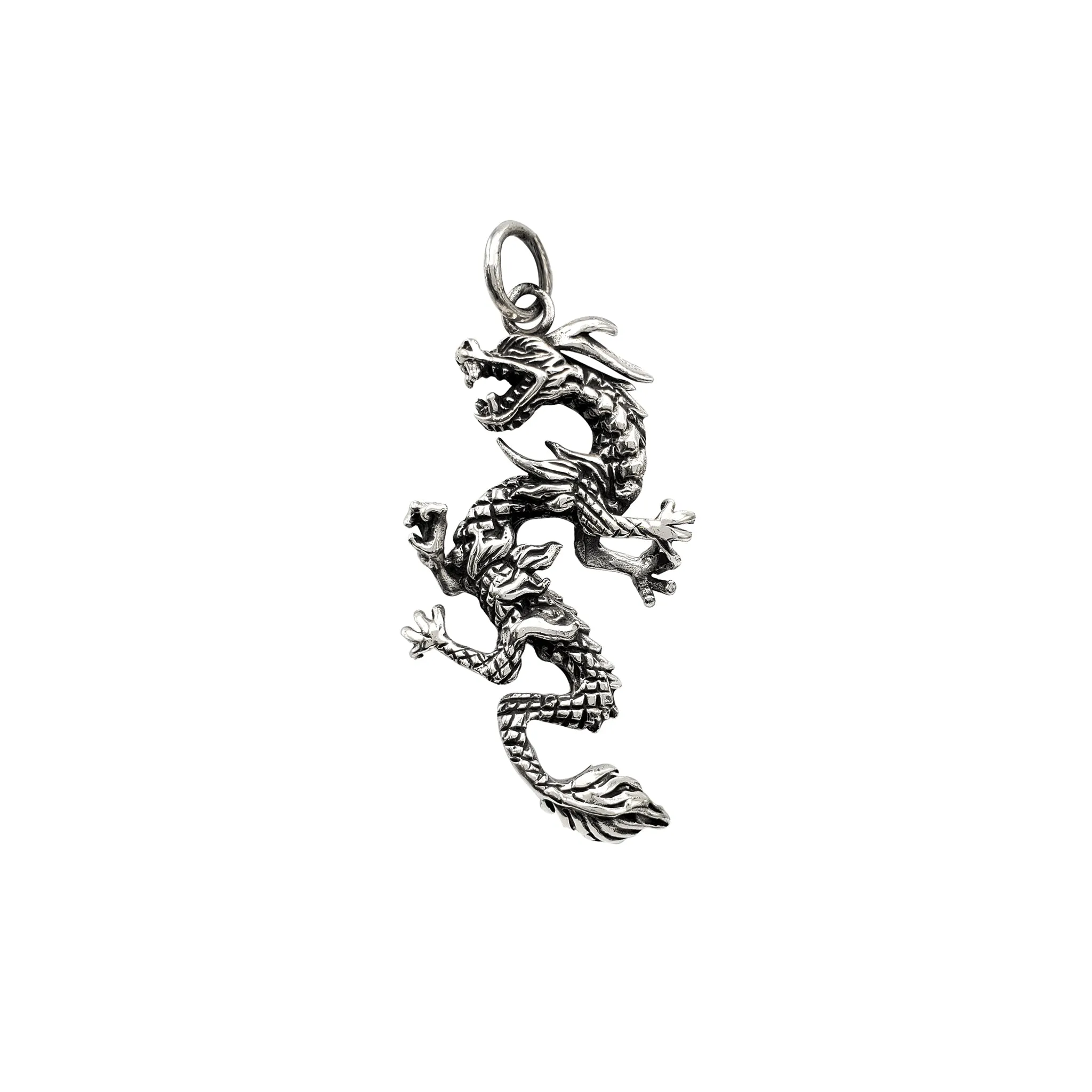 Antique Finish Dragon Pendant (Silver)