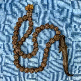 Antique Rudraksha Necklace with Deer Antler Talisman Necklace