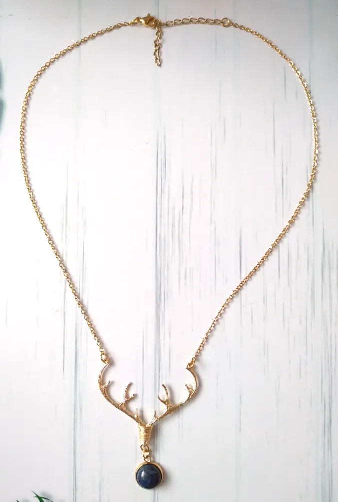 Antlers with Lapis Lazuli Collarbone Necklace