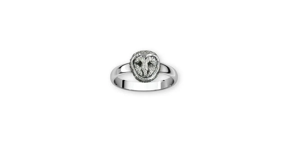 Barn Owl Ring Jewelry Sterling Silver Handmade Owl Ring OW1XH-R