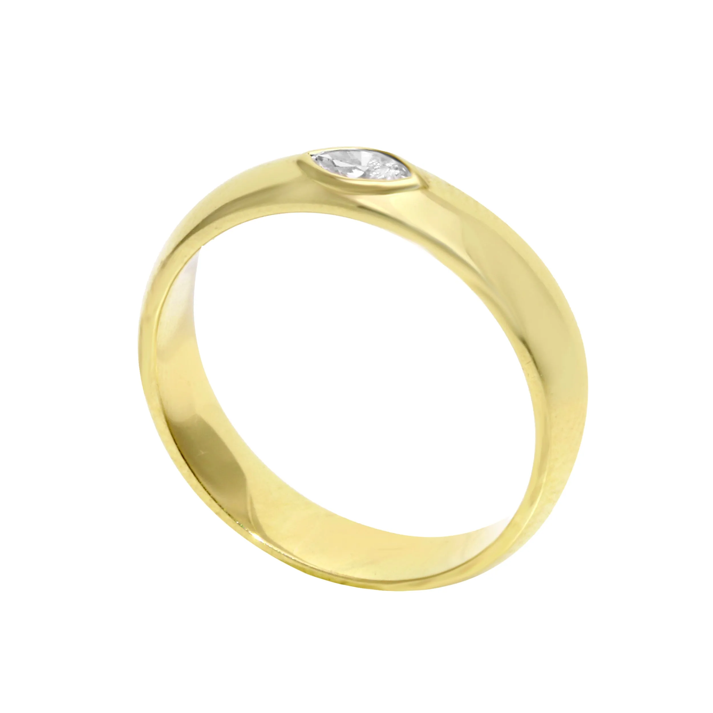 Bezel Set Marquise Diamond Cigar Band Ring