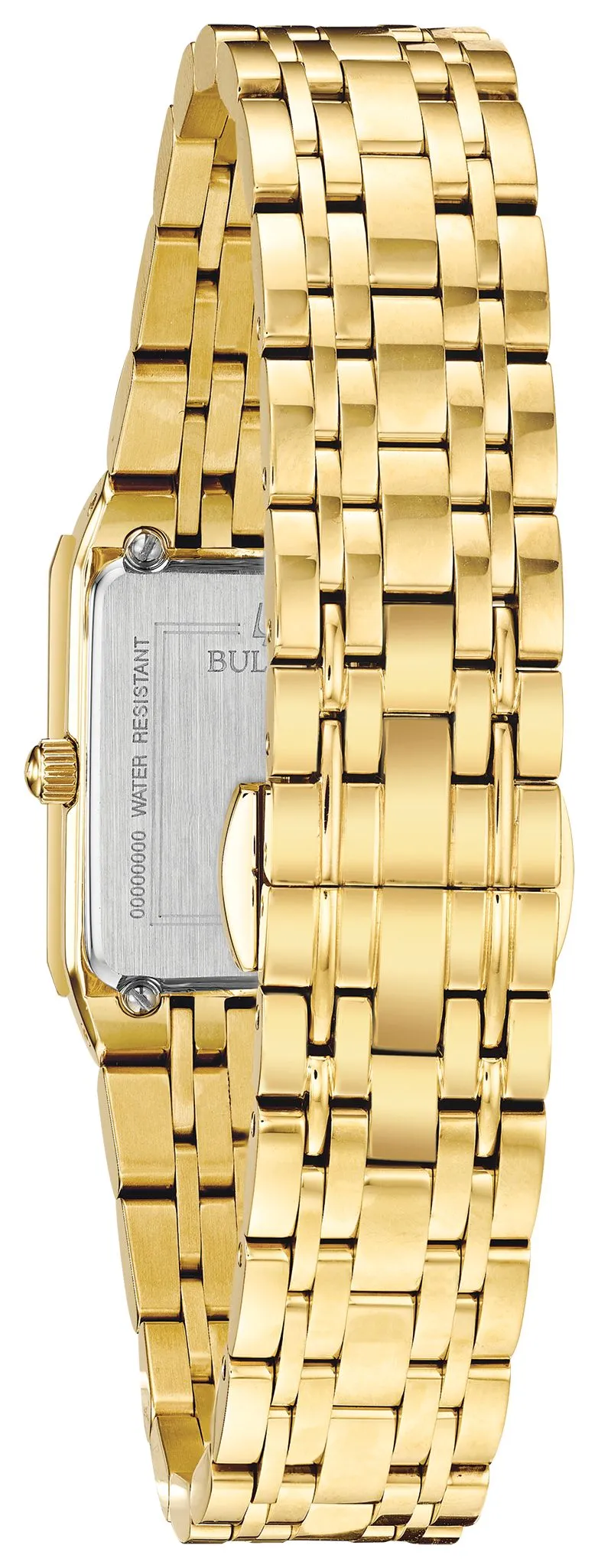 Bulova Quadra Gold Dial Diamond Rectangular Steel Watch